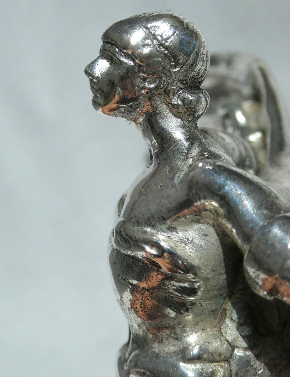 Icarus Silver Bronze Sculpture Automobile Mascot Hermes Founder, Car Signed George Colin-photo-5