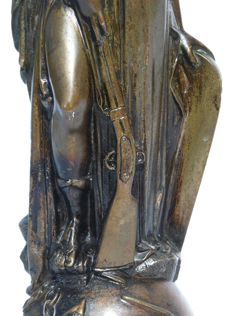 Bronze Sculpture, Armed Marianne, 1870s David d'Angers Style, French Republic, 19th Century-photo-4