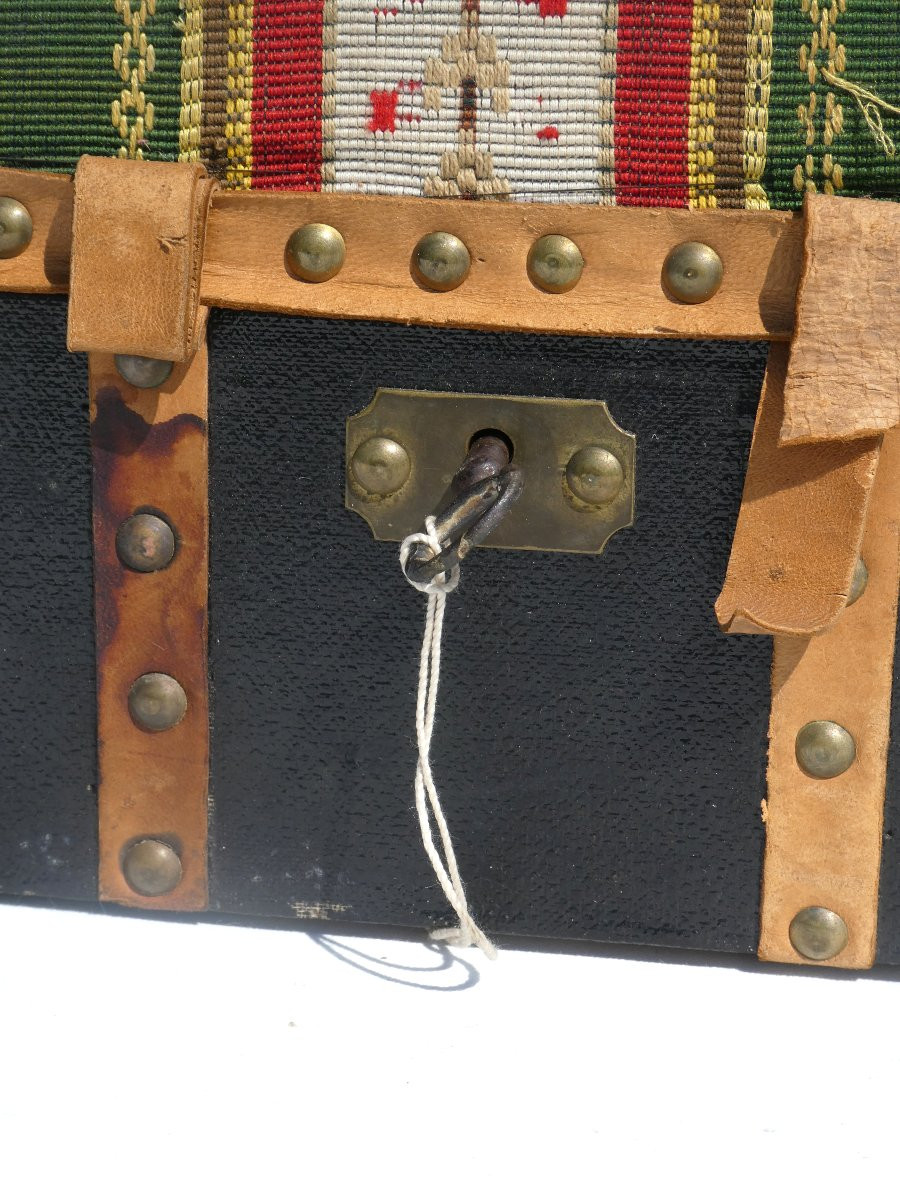 Sac Malle De Voyage En Tapisserie , Epoque Napoléon III , Poupée Jumeau / Huret XIXe , 1875-photo-1