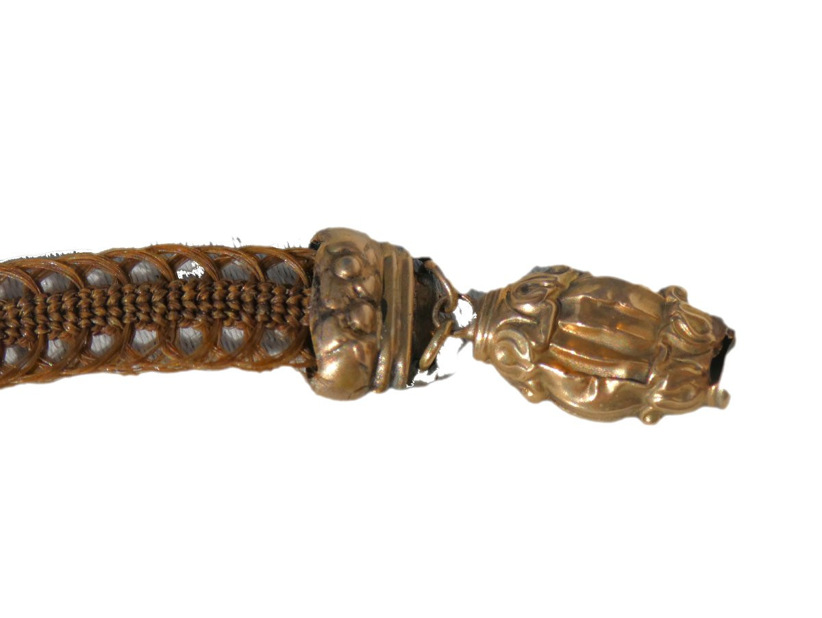 Bracelet De Sentiments , Epoque Napoleon III , Cheveux Tressés , Bijou XIXe , Souvenir d'Amitié-photo-3
