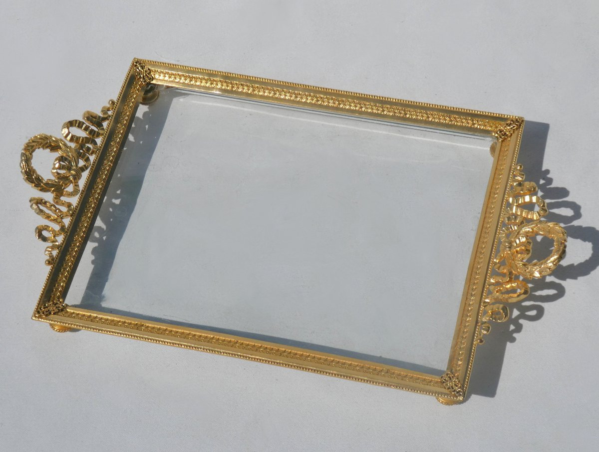 Napoleon III Period Tray, Glass & Gilt Bronze, Empire Style, Napoleon III, Card Holder -photo-2