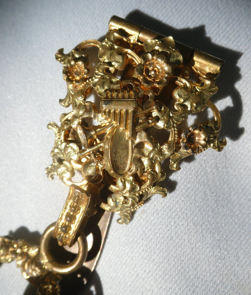 GRAND FLACON DE SEL / PARFUM & sa chatelaine , époque NAPOLEON III XIXE -photo-1