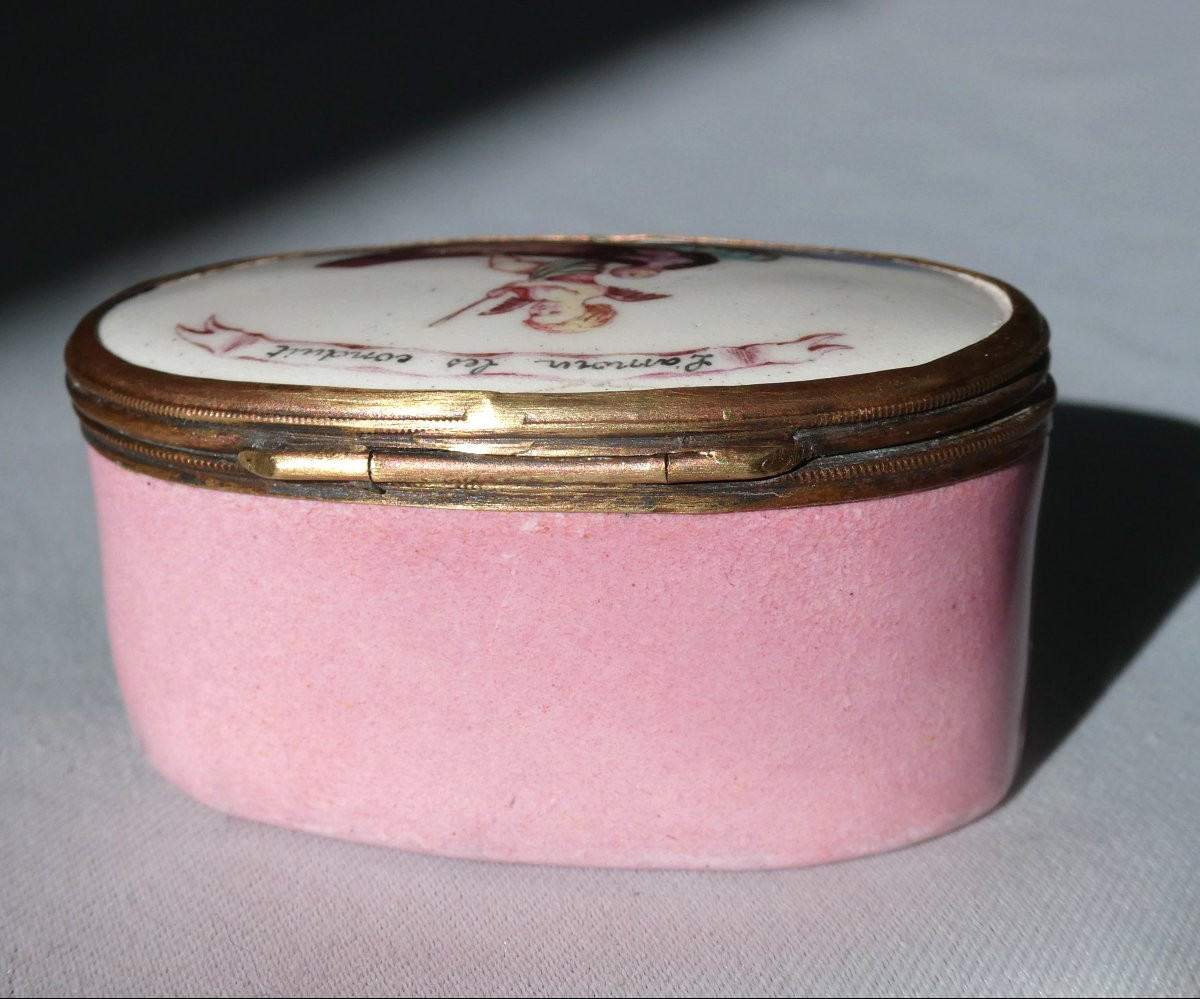 Fly Box / Tobacco In Limoges Enamel, 18th Century Snuffbox, Mythological Scene, Love -photo-3