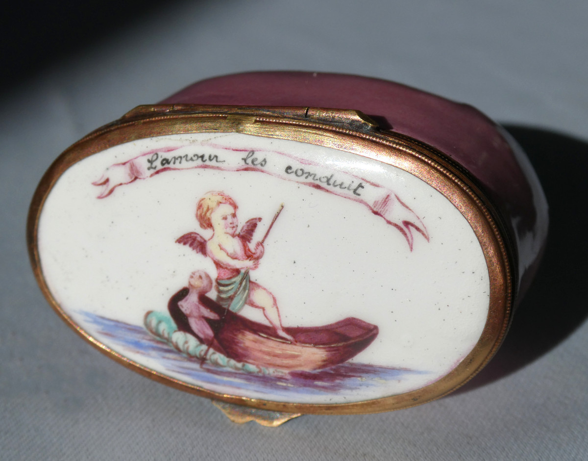 Fly Box / Tobacco In Limoges Enamel, 18th Century Snuffbox, Mythological Scene, Love 