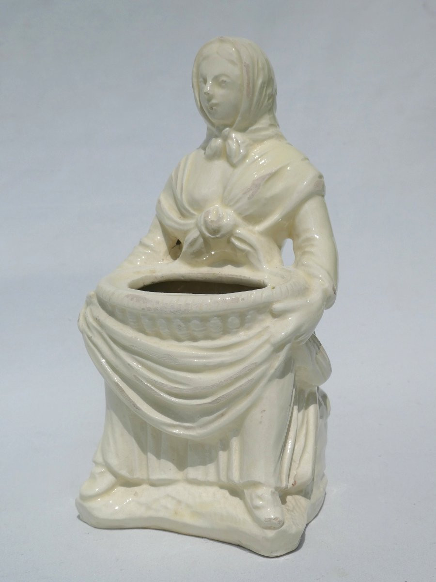 18th Century Planter, Terre De Lorraine / Pont Aux Choux, Seated Peasant Woman, Vase -photo-1