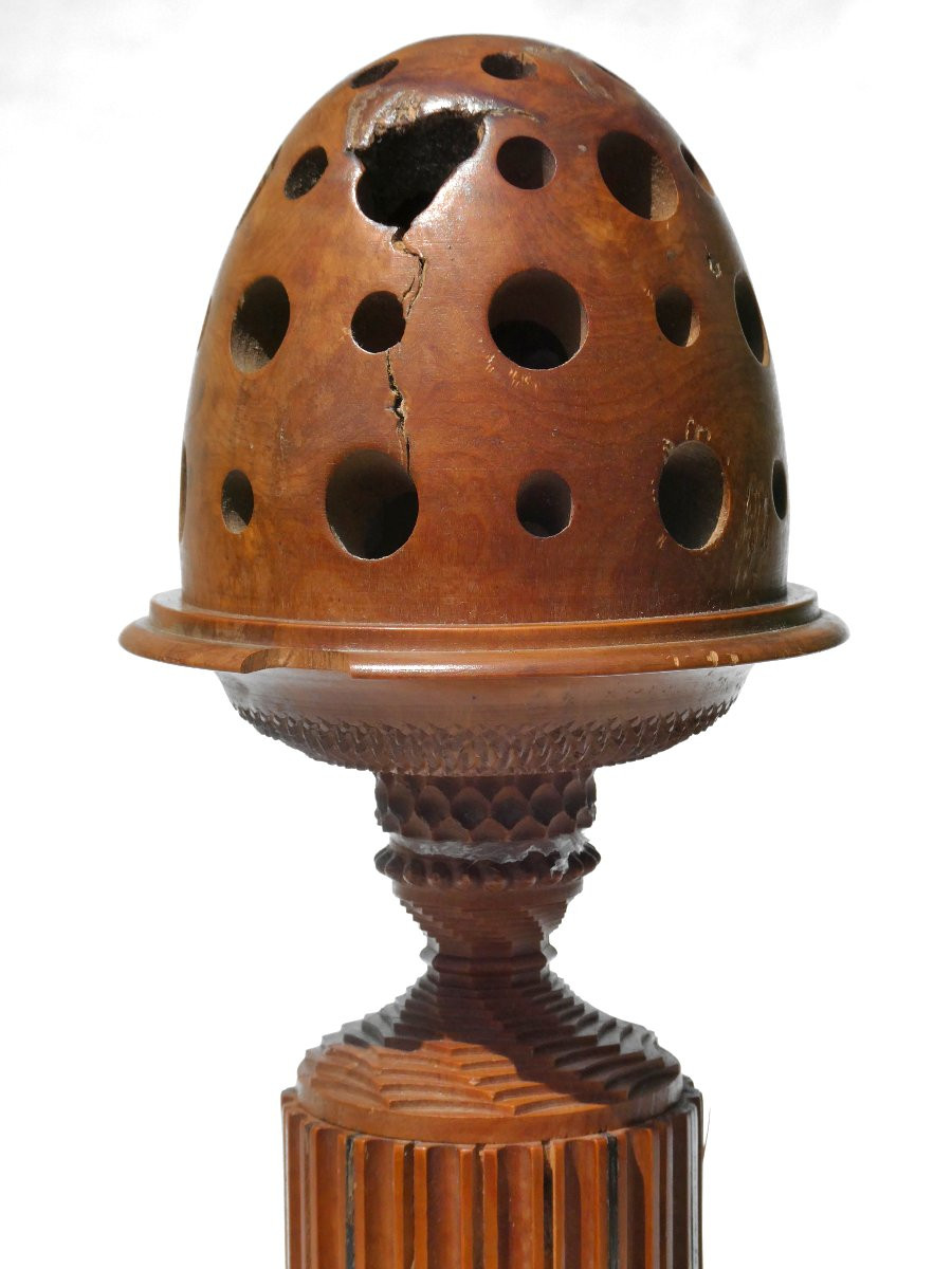 18th Century Flower Girl, Carved Wood, Secret Column, Seditious Model, Bouquet Holder 1780-photo-1