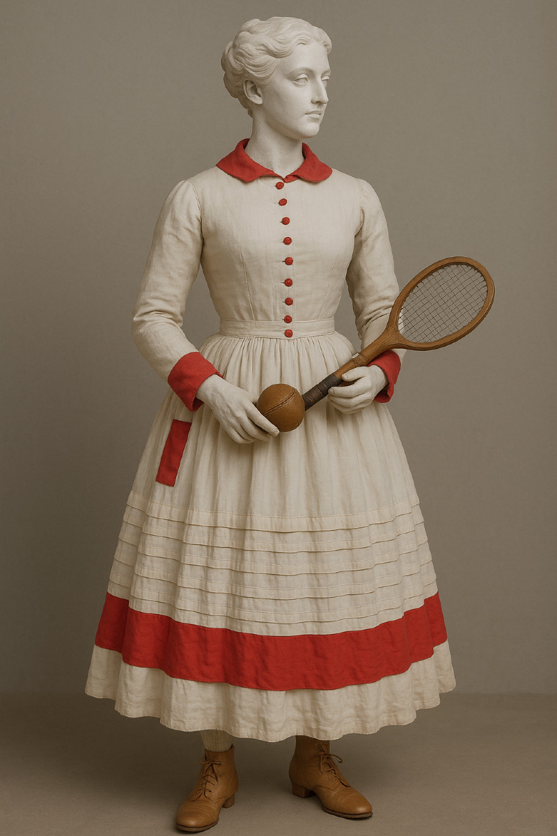 Tenue De Tennis Epoque 1880 , Costume De Sport XIXe , Robe De Gymnastique , 