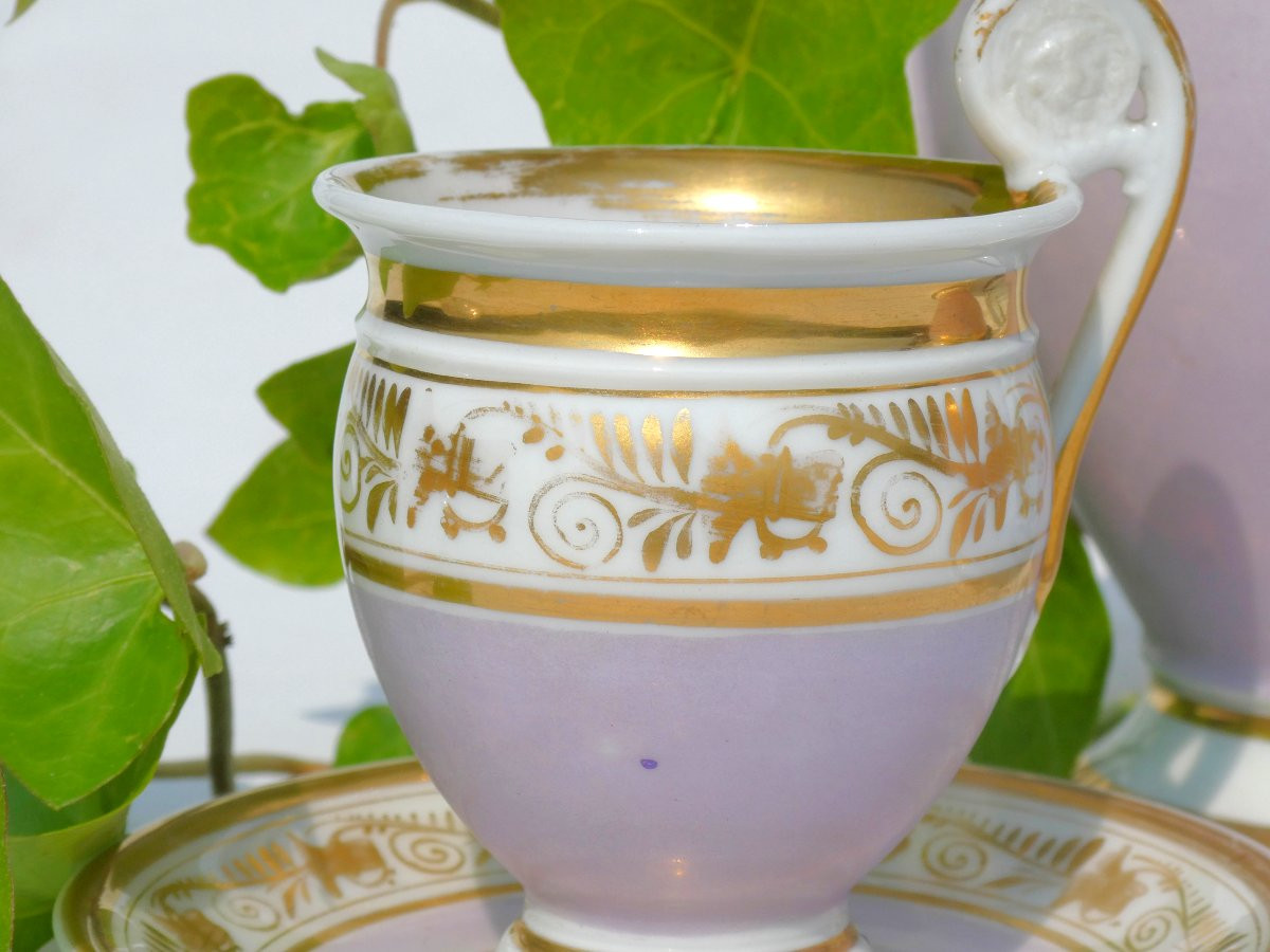 Paris Porcelain Tea / Coffee Service, Empire / Restoration Period, Rose Gilding, 19th Century, 1820-photo-2
