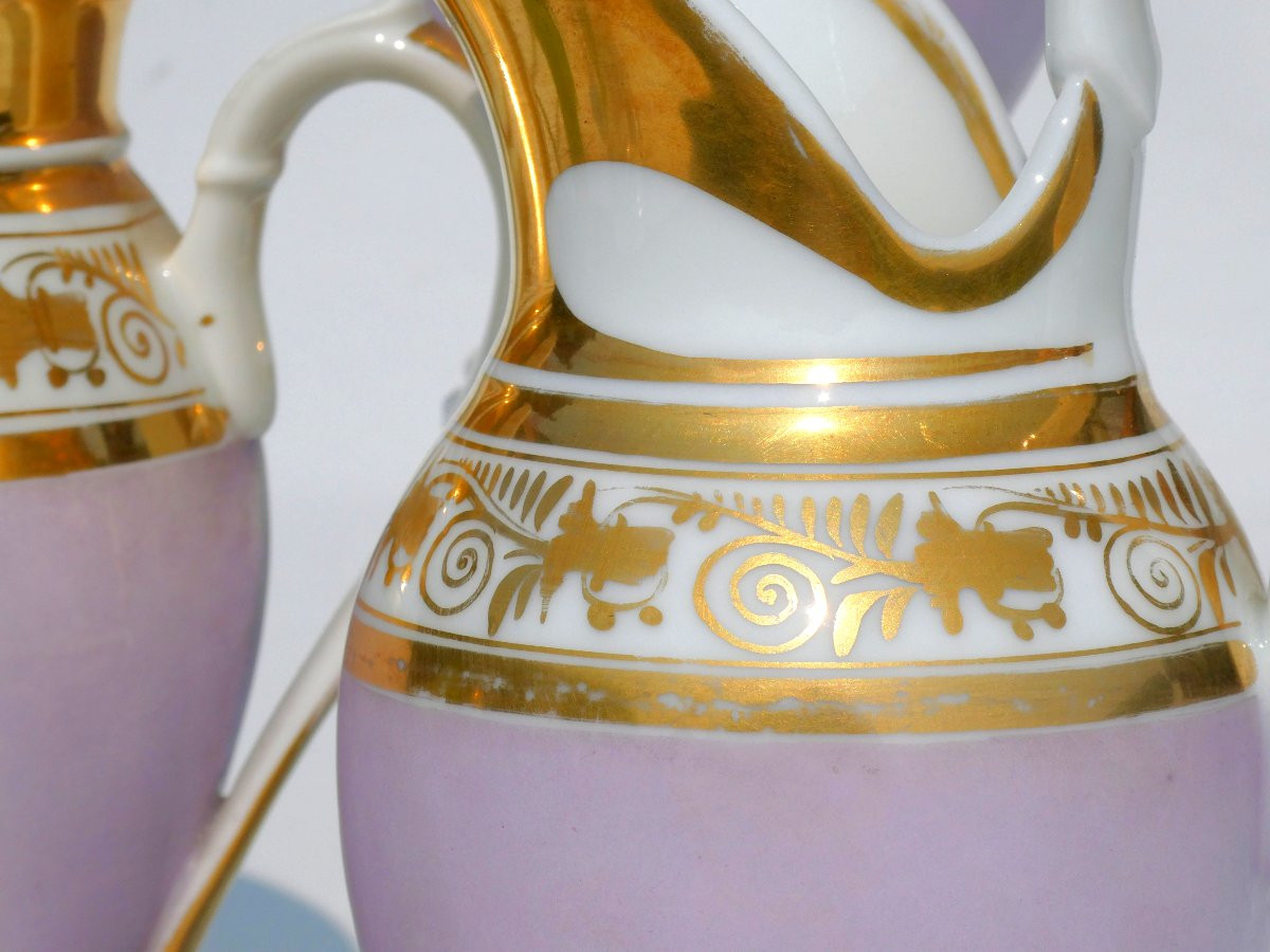 Paris Porcelain Tea / Coffee Service, Empire / Restoration Period, Rose Gilding, 19th Century, 1820-photo-3