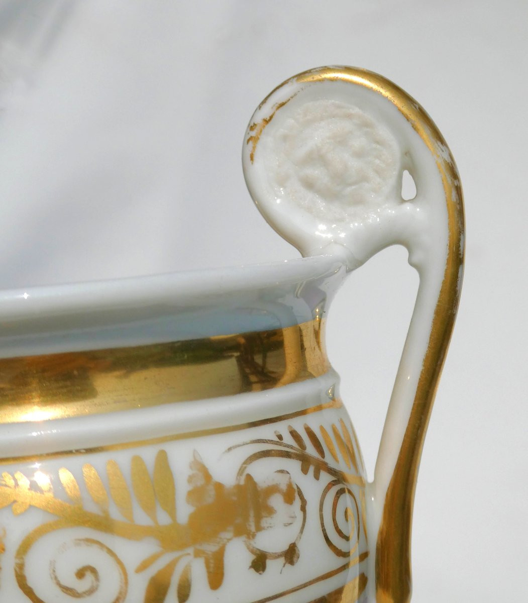Paris Porcelain Tea / Coffee Service, Empire / Restoration Period, Rose Gilding, 19th Century, 1820-photo-1