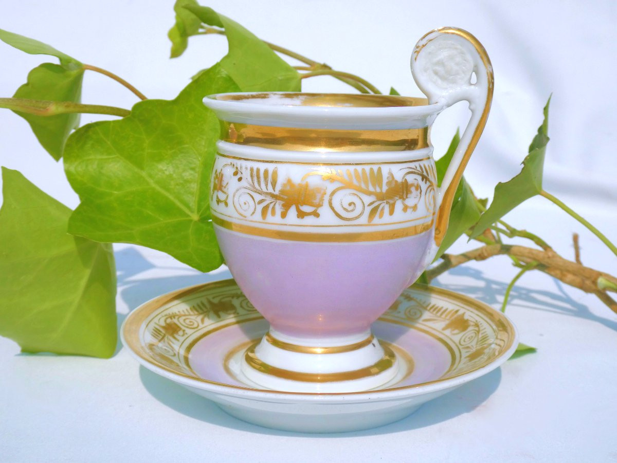 Paris Porcelain Tea / Coffee Service, Empire / Restoration Period, Rose Gilding, 19th Century, 1820-photo-5