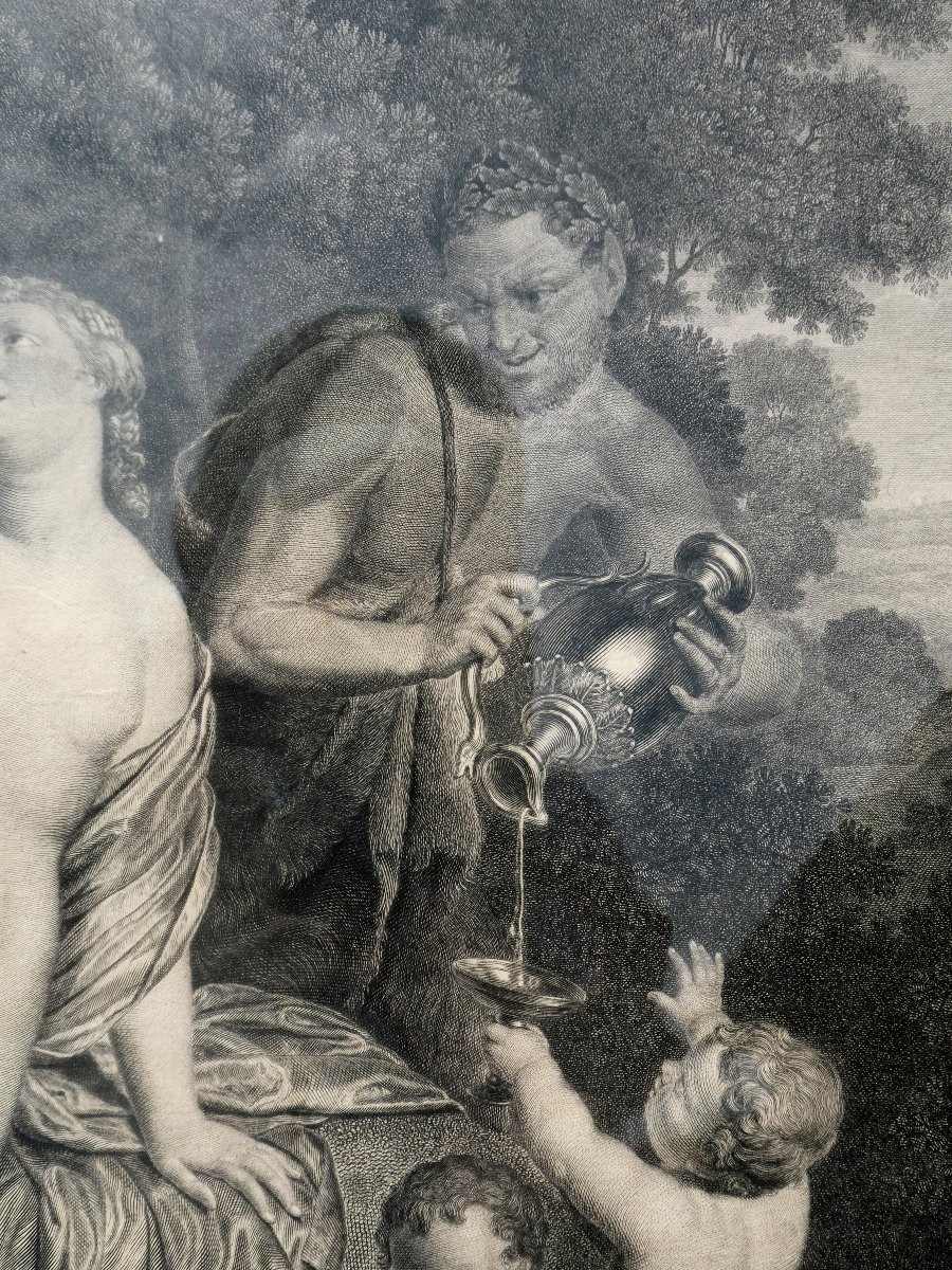 Large Black Engraving From The 18th Century, Erigone, Mythological Scene By Massard, God-photo-4