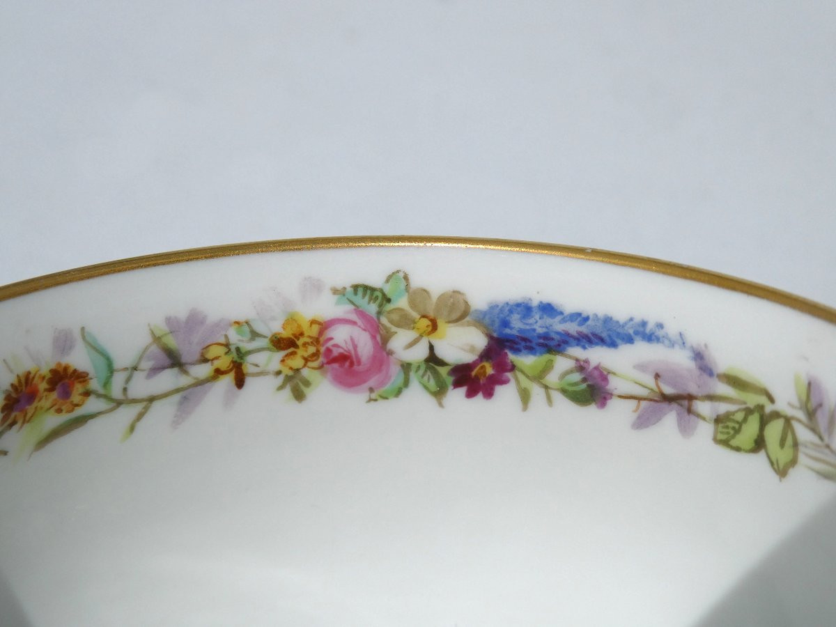 tasse à thé en porcelaine de sevres , décor de fleurs , époque Napoléon iii , XIXe , bambou-photo-2