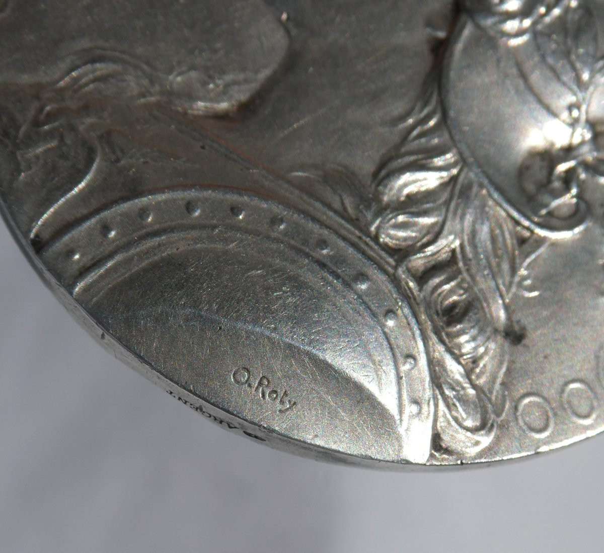 Solid Silver Medal From The 1900s, Helmeted Woman Signed Roty, Centenary Of The Bank Of France -photo-2