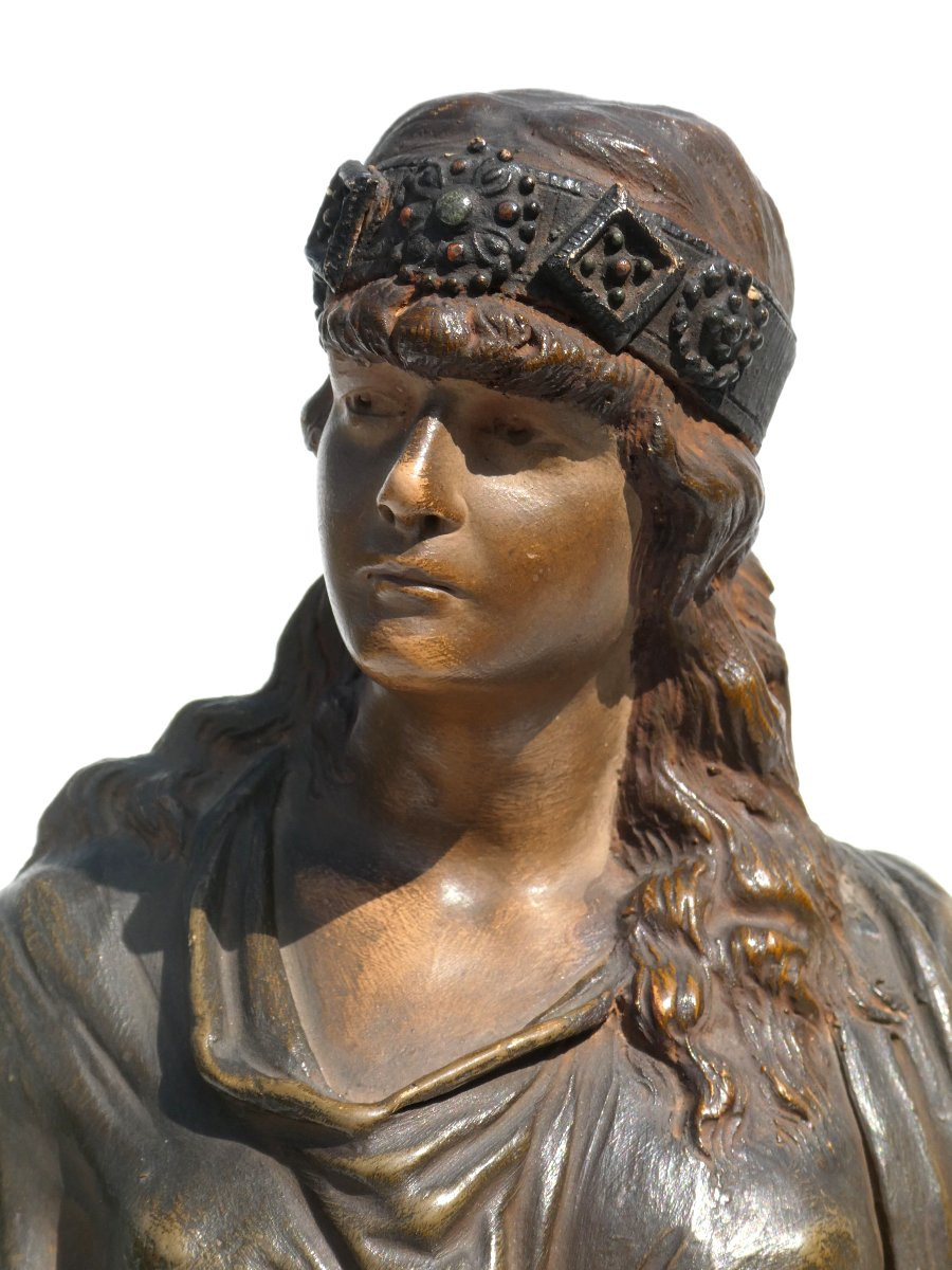 buste de femme en terre cuite epoque art nouveau , Judith par Friedrich Goldscheider , xixe-photo-2