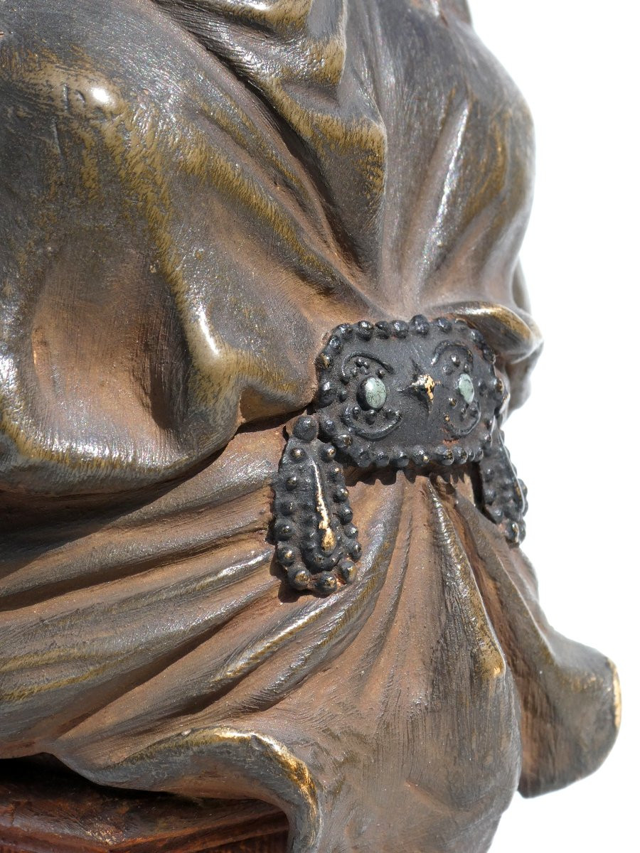 buste de femme en terre cuite epoque art nouveau , Judith par Friedrich Goldscheider , xixe-photo-4