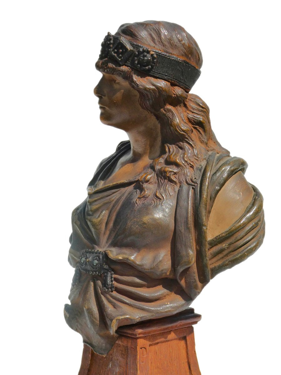 buste de femme en terre cuite epoque art nouveau , Judith par Friedrich Goldscheider , xixe-photo-1
