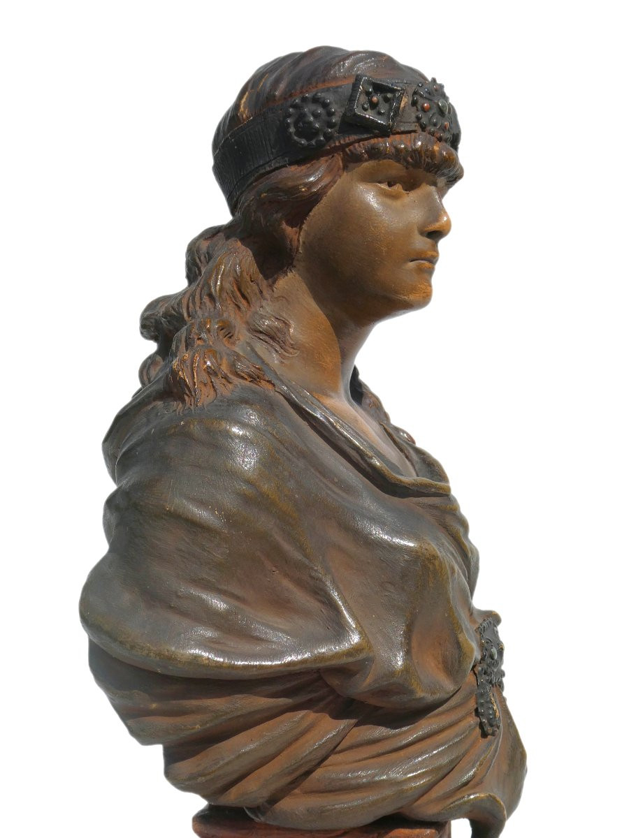 buste de femme en terre cuite epoque art nouveau , Judith par Friedrich Goldscheider , xixe-photo-6