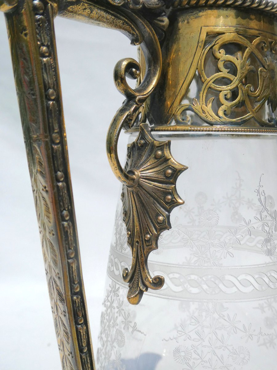 AIGUIERE EPOQUE NAPOLON III STYLE NEOGOTHIQUE , METAL VERMEIL XIXE , BROC / CARAFE-photo-5
