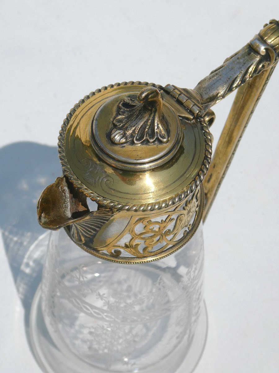 AIGUIERE EPOQUE NAPOLON III STYLE NEOGOTHIQUE , METAL VERMEIL XIXE , BROC / CARAFE-photo-8