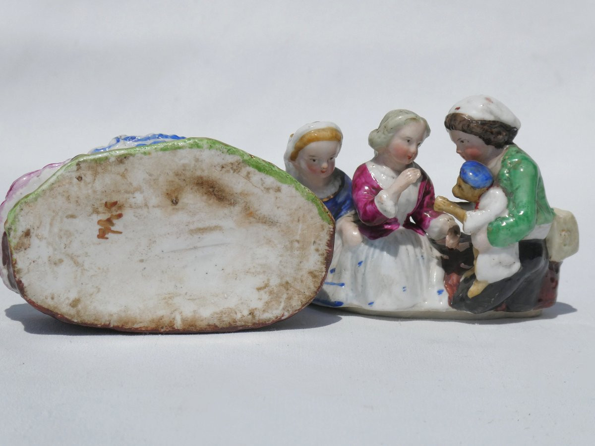 boite en porcelaine époque napoleon III le montreur de singe , Enfants xixe , Cirque , Coffret-photo-3