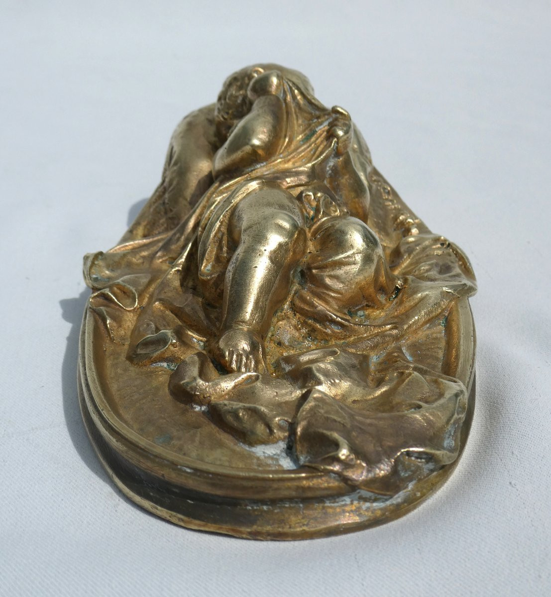 Bronze Paperweight, Sleeping Child, The King Of Rome 19th Century, Empire, Napoleon I, Baby-photo-1
