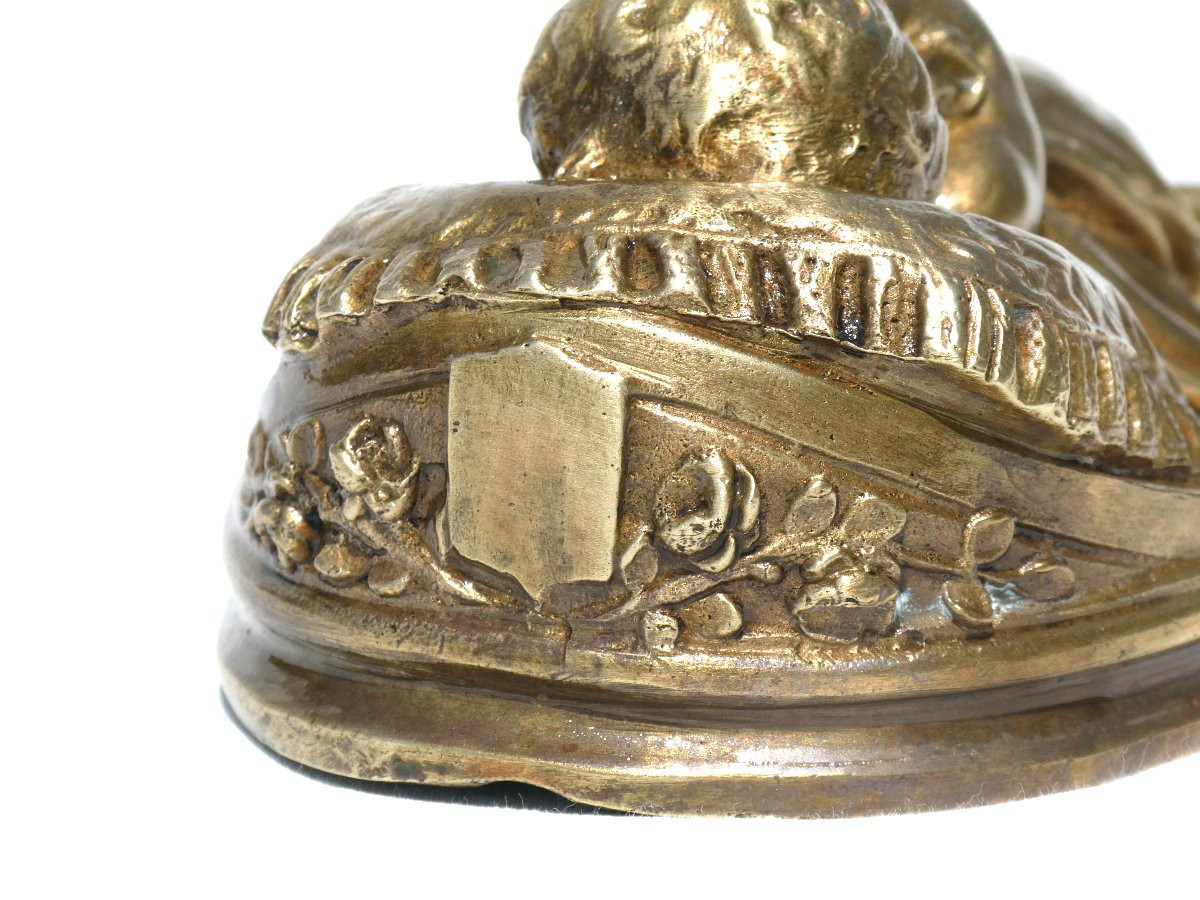 Bronze Paperweight, Sleeping Child, The King Of Rome 19th Century, Empire, Napoleon I, Baby-photo-3