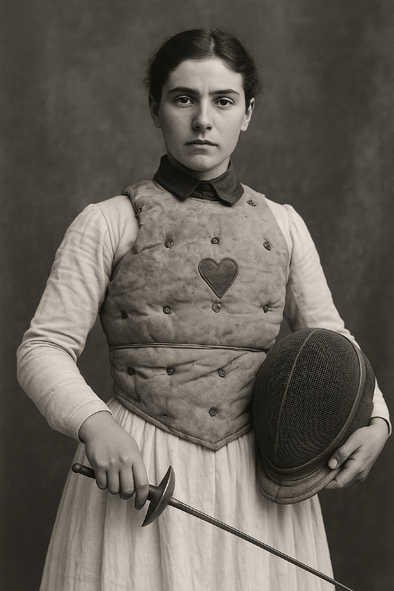 Fencing Breastplate / Vest Circa 1880, 19th Century Sports Outfit, Quilted Leather, Sports Dress-photo-1