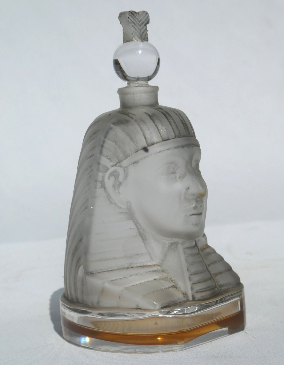 Baccarat Crystal Perfume Bottle, Ramses IV Julien Viard, Head Of Pharaon, 1919 Sphynx-photo-3