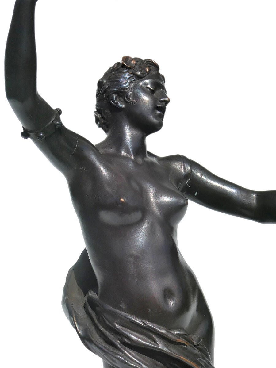 Sculpture en bronze La jeunesse / Chanson par Felix Charpentier , Femme nuit , fonte Colin xixe-photo-4