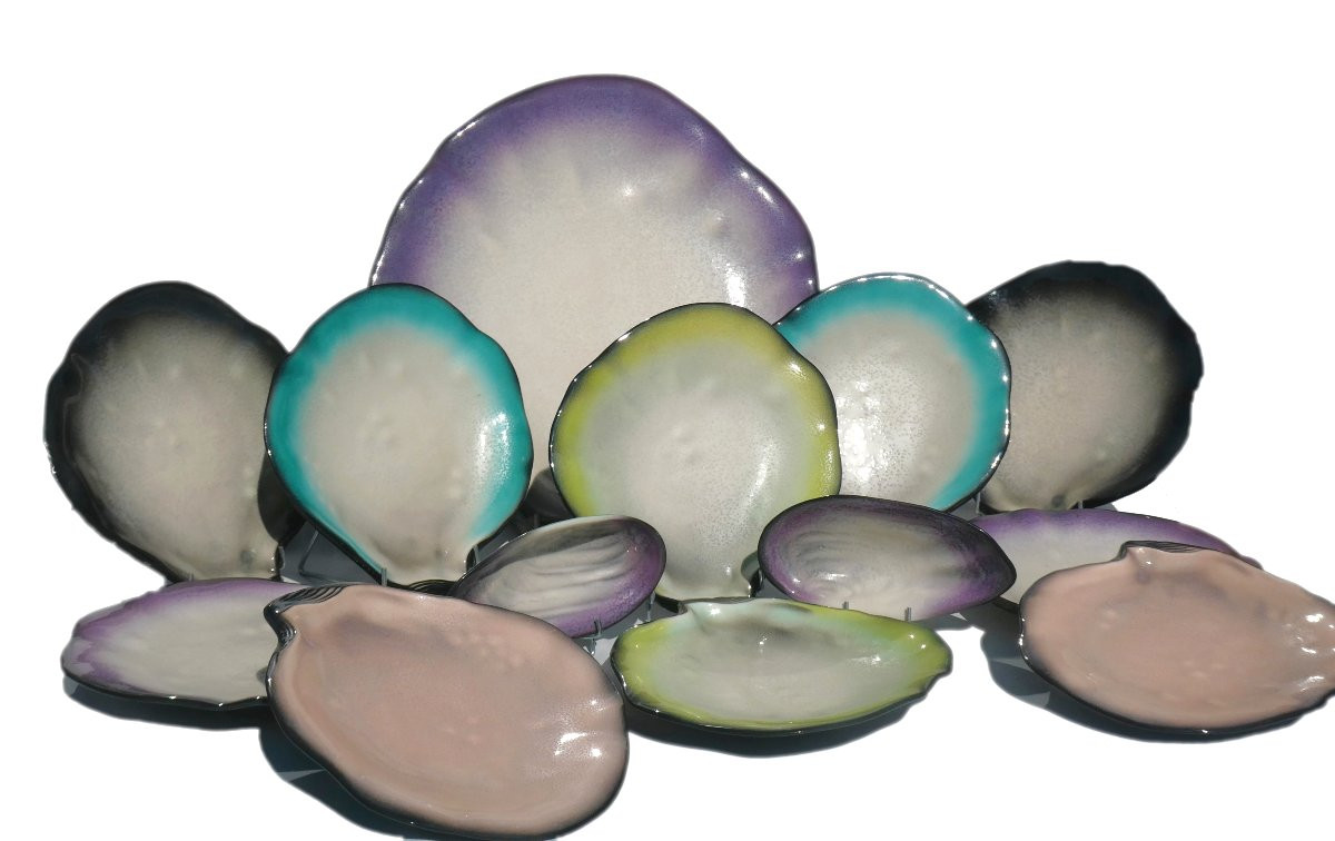 Pol Chambost Earthenware Tableware Set, Ceramic 1950, Seafood, Shellfish -photo-1