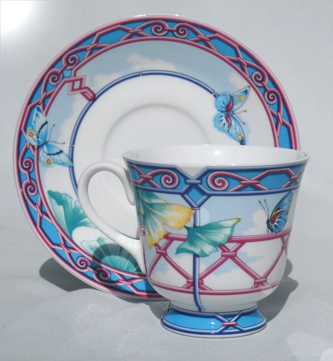 Tea / Coffee Service, Hermes Paris Porcelain, Faubourg Saint Honoré, Butterfly Garden -photo-8