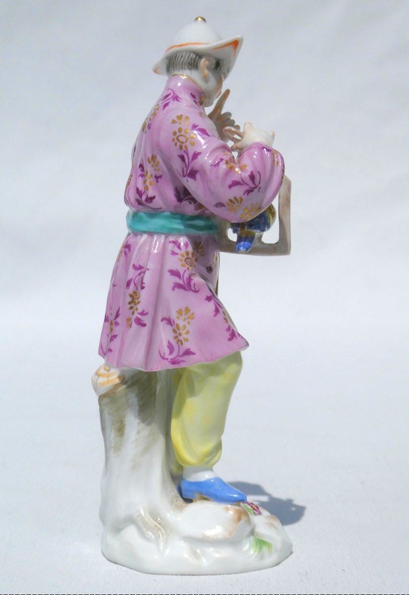 SUJET EN PORCELAINE ALLEMANDE DE MEISSEN CHINOIS A LA CAGE D'OISEAU , CHINOISERIE STYLE XVIIIE-photo-4
