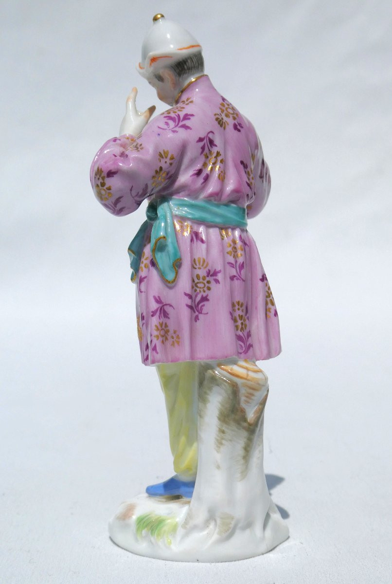 SUJET EN PORCELAINE ALLEMANDE DE MEISSEN CHINOIS A LA CAGE D'OISEAU , CHINOISERIE STYLE XVIIIE-photo-2