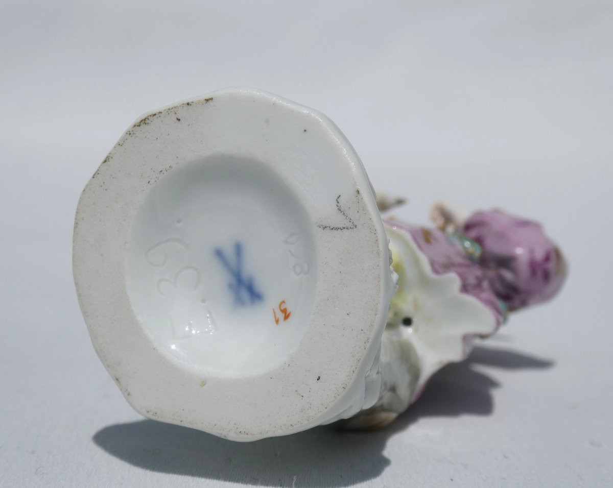 SUJET EN PORCELAINE ALLEMANDE DE MEISSEN CHINOIS A LA CAGE D'OISEAU , CHINOISERIE STYLE XVIIIE-photo-6