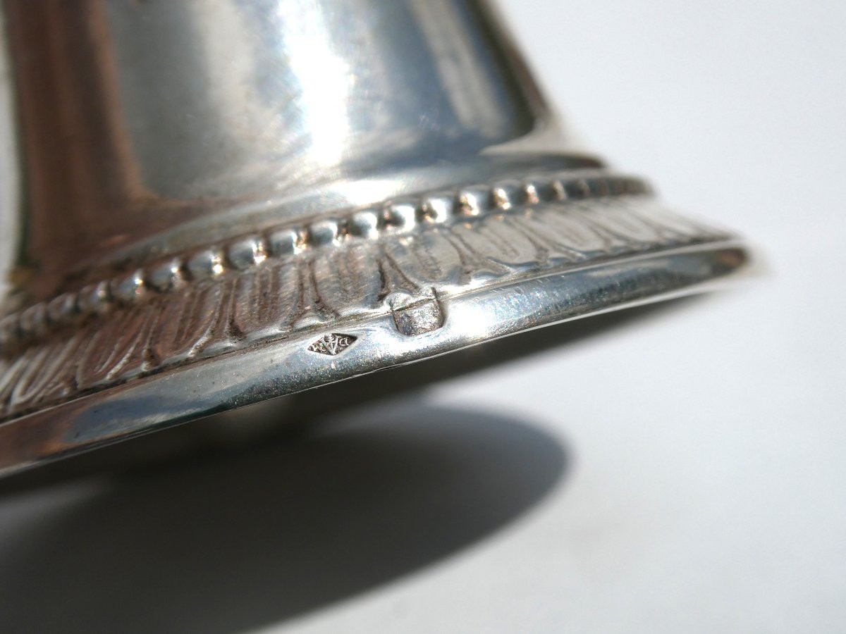 Solid Silver Table Bell, 19th Century, Troubadour Style, Head Of Minerva-photo-2