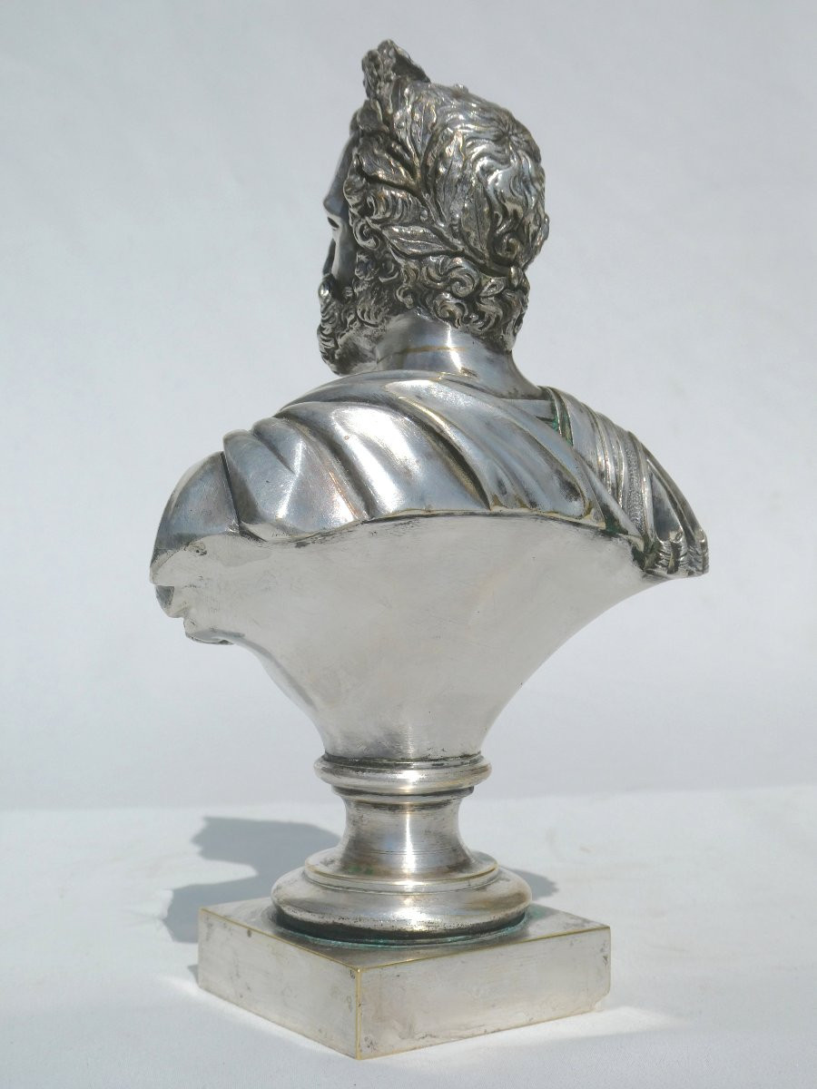 BUSTE EN BRONZE ARGENTE , ROI DE FRANCE HENRI IV D'APRES Barthélémy Prieur , XIXe 1830-photo-4