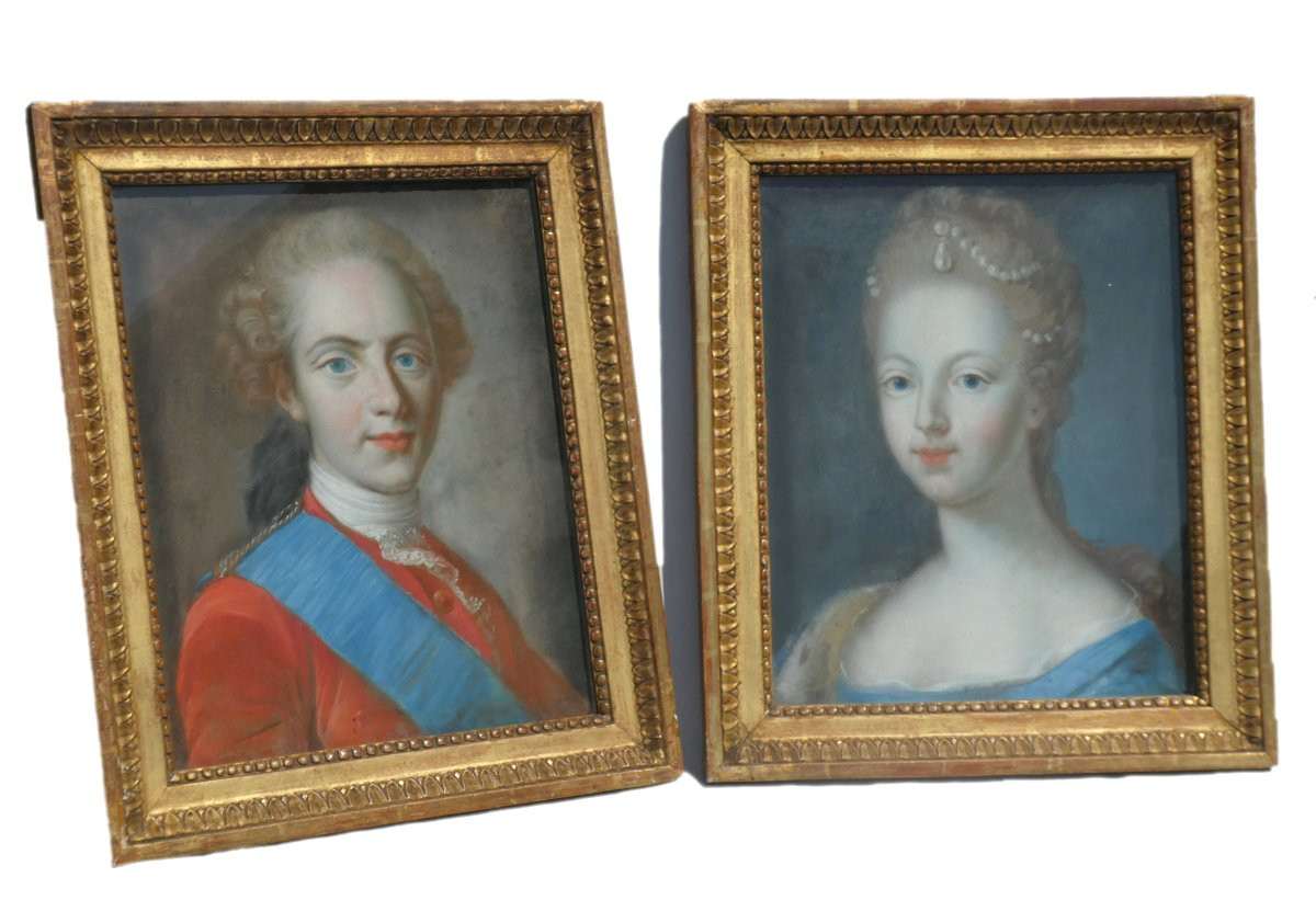 Portrait De La Reine Marie Antoinette , Dauphine De France , Pastel , Cadre Bois Doré XVIIIe-photo-3