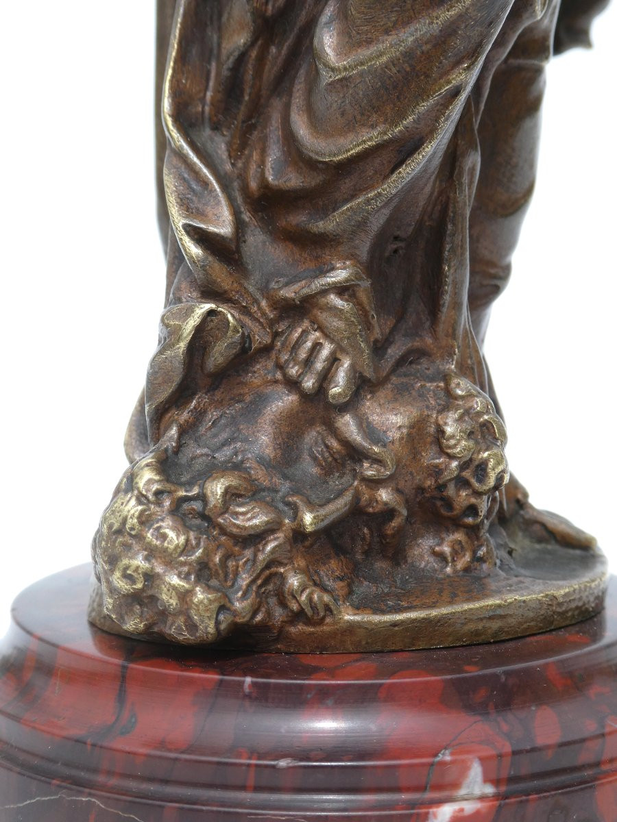 Sculpture en bronze XIXe , Judith & Holopherne socle marbre griotte , Napoléon iii , Mythologie-photo-1