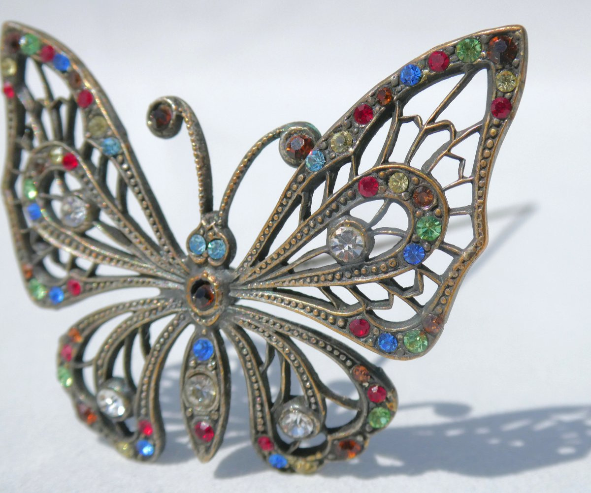 Hat Pin, Art Nouveau, Insect / Butterfly, Hair Jewelry 1900, Needle -photo-1