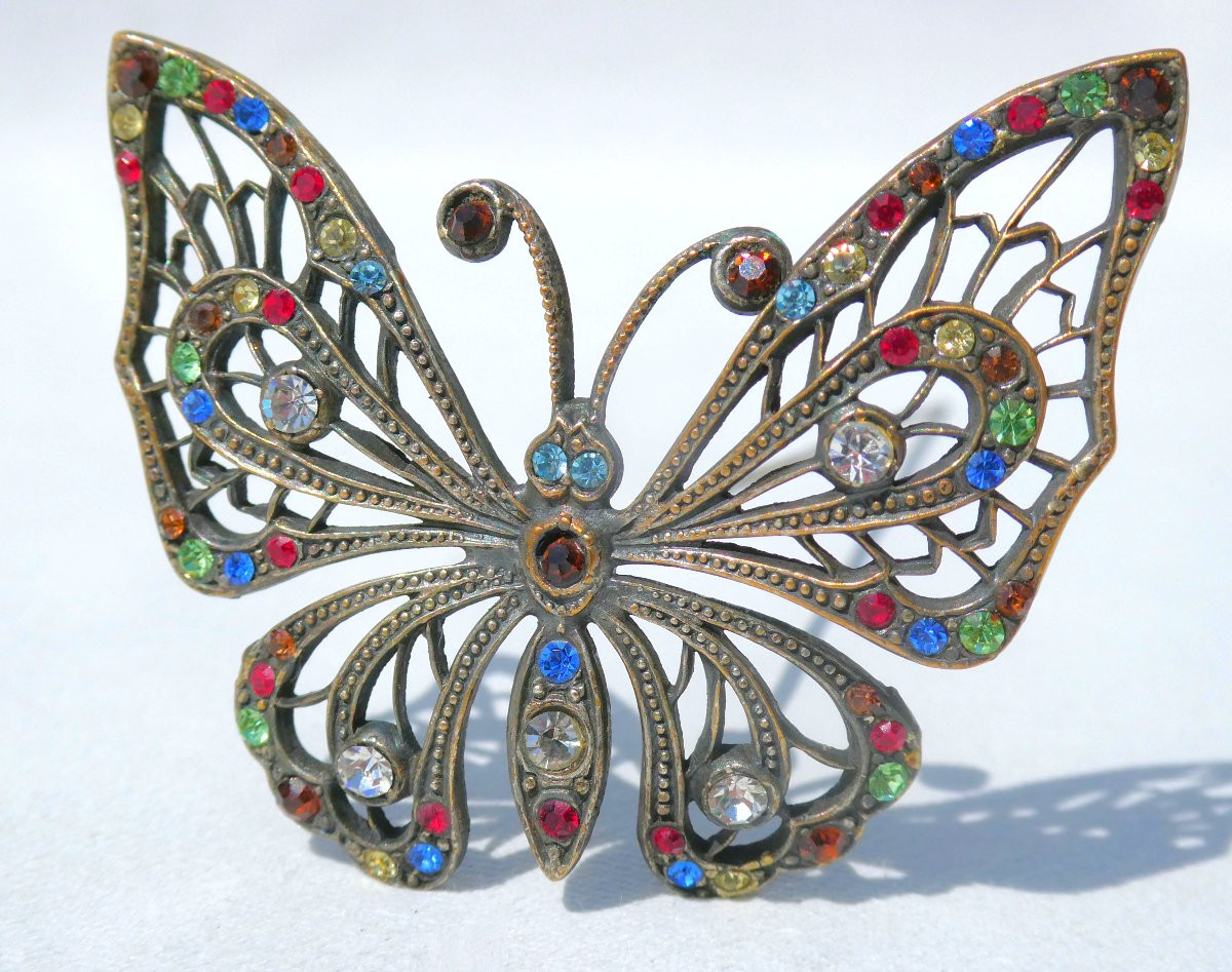 Hat Pin, Art Nouveau, Insect / Butterfly, Hair Jewelry 1900, Needle -photo-2