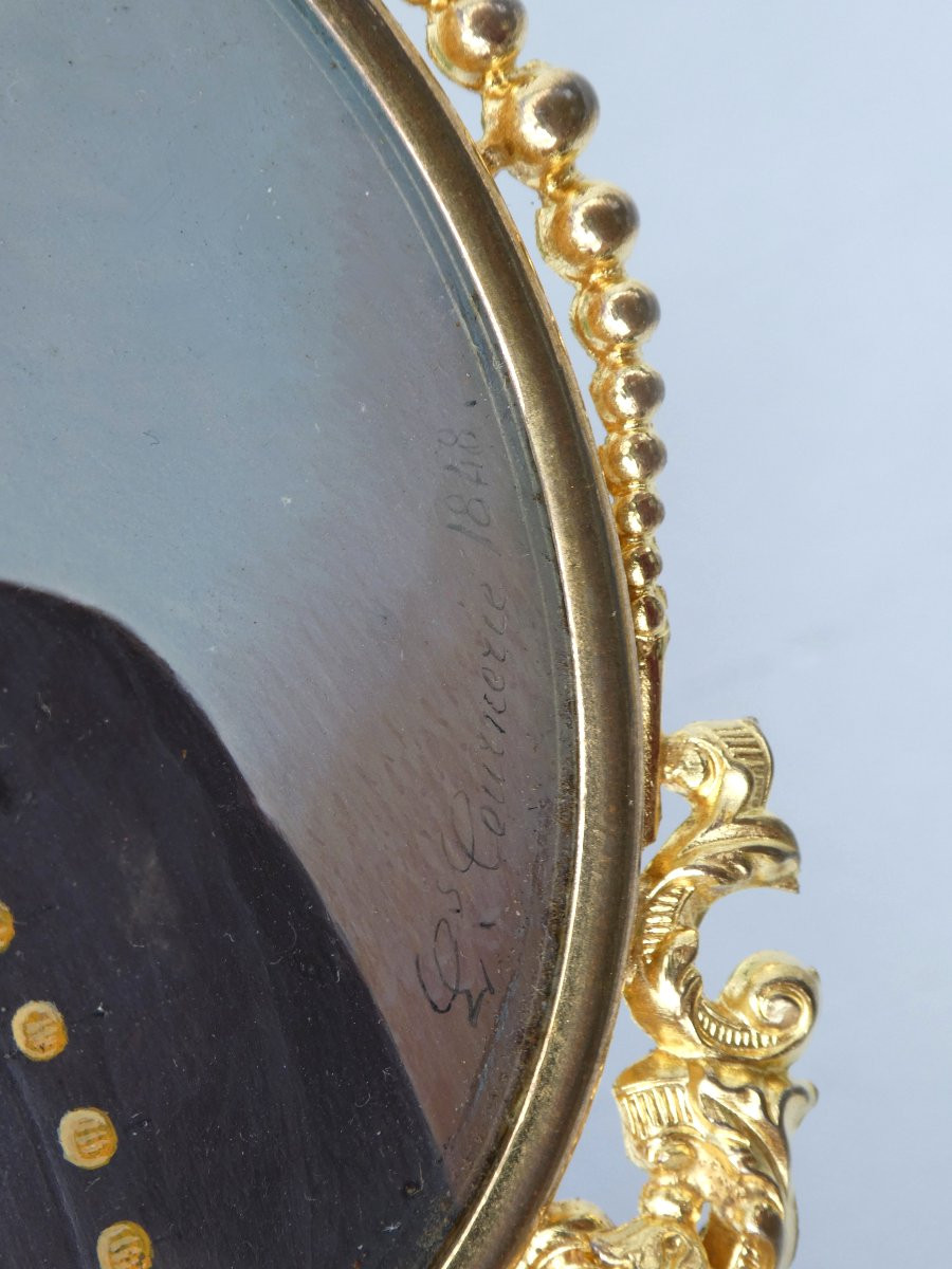 Grande Miniature Monarchiste , Cadre Couronné , Philippe D'Orléans , Comte De Paris 1848 XIXe-photo-4