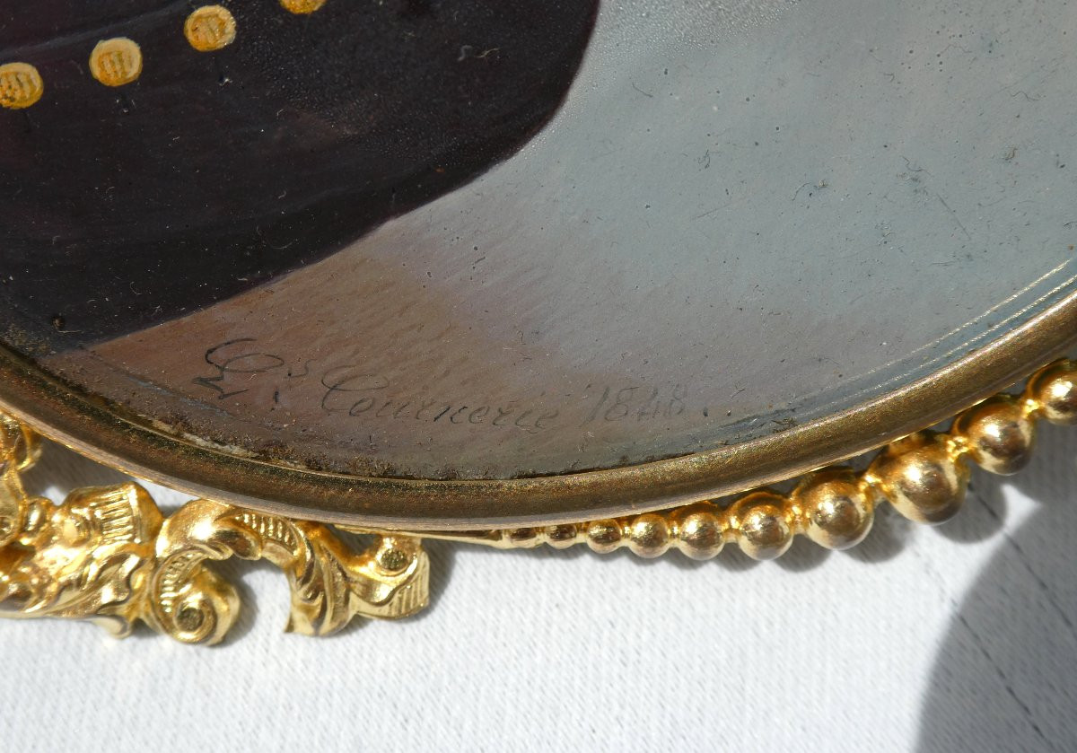 Grande Miniature Monarchiste , Cadre Couronné , Philippe D'Orléans , Comte De Paris 1848 XIXe-photo-3