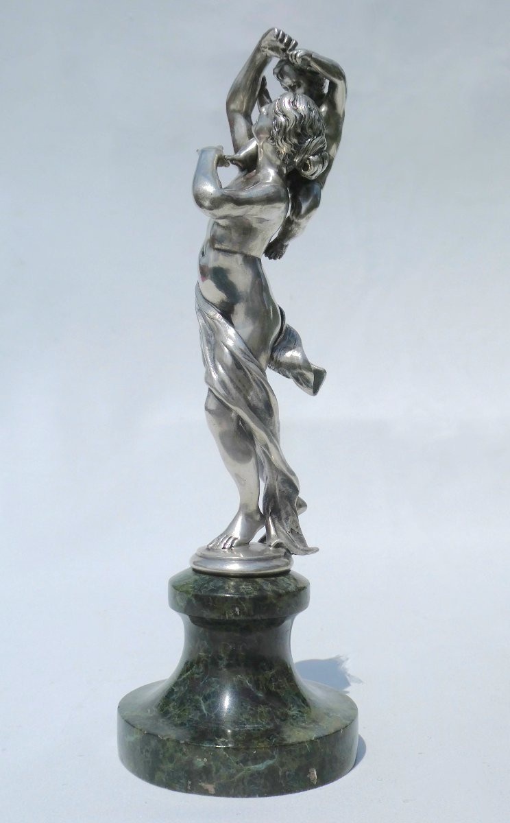 Sculpture En Argent Massif , Venus , Femme nue , XIXe Marbre Napoléon III Antique / Maternité-photo-2