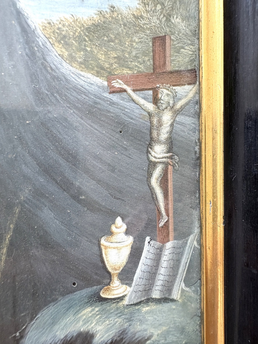 Religious Gouache, 18th Century, Saint Mary Magdalene Penitent 1700-photo-4
