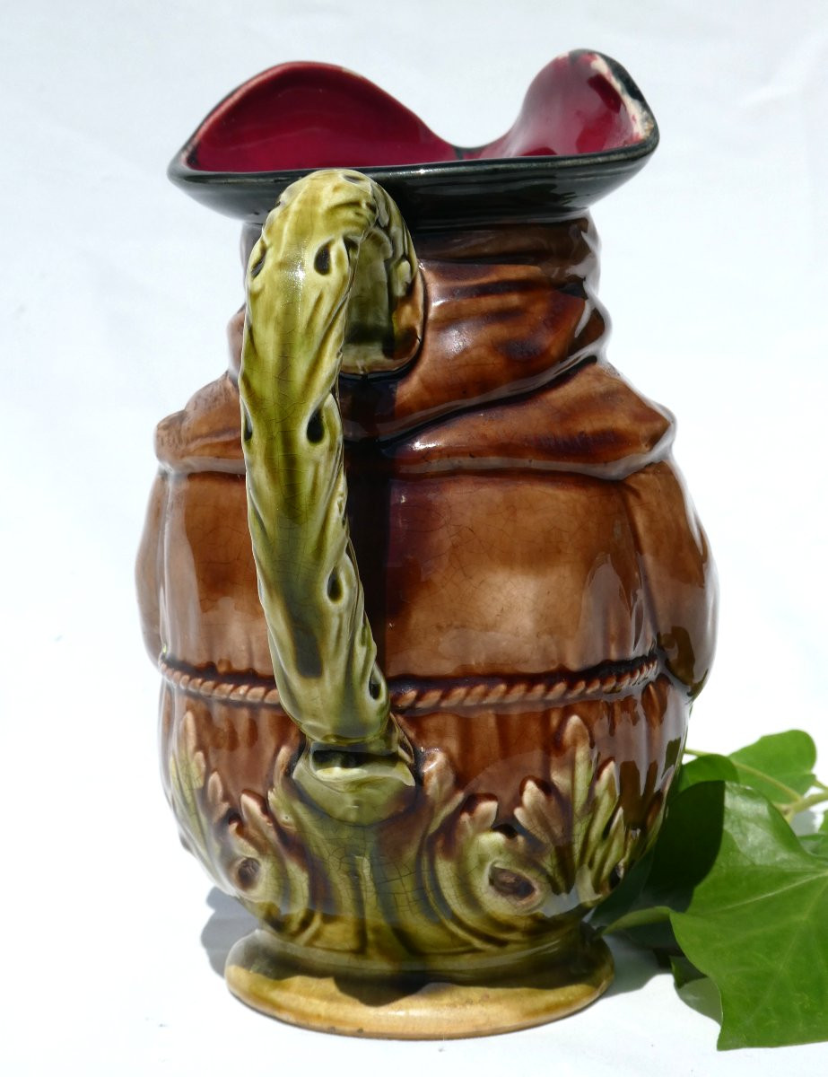 Onnaing Barbotine Pitcher, Le Moine Ventru, 19th Century, Jug, 1900, Earthenware -photo-4