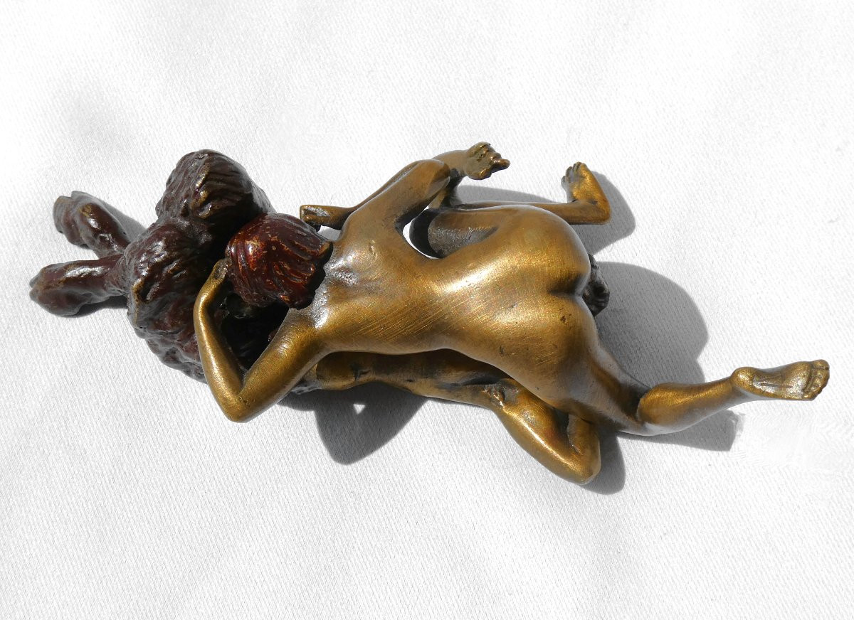 Pair Of Vienna Bronze Subjects Franz Xavier Bergmann, Faun / Satyr, Young Nude Woman 19th Century-photo-7