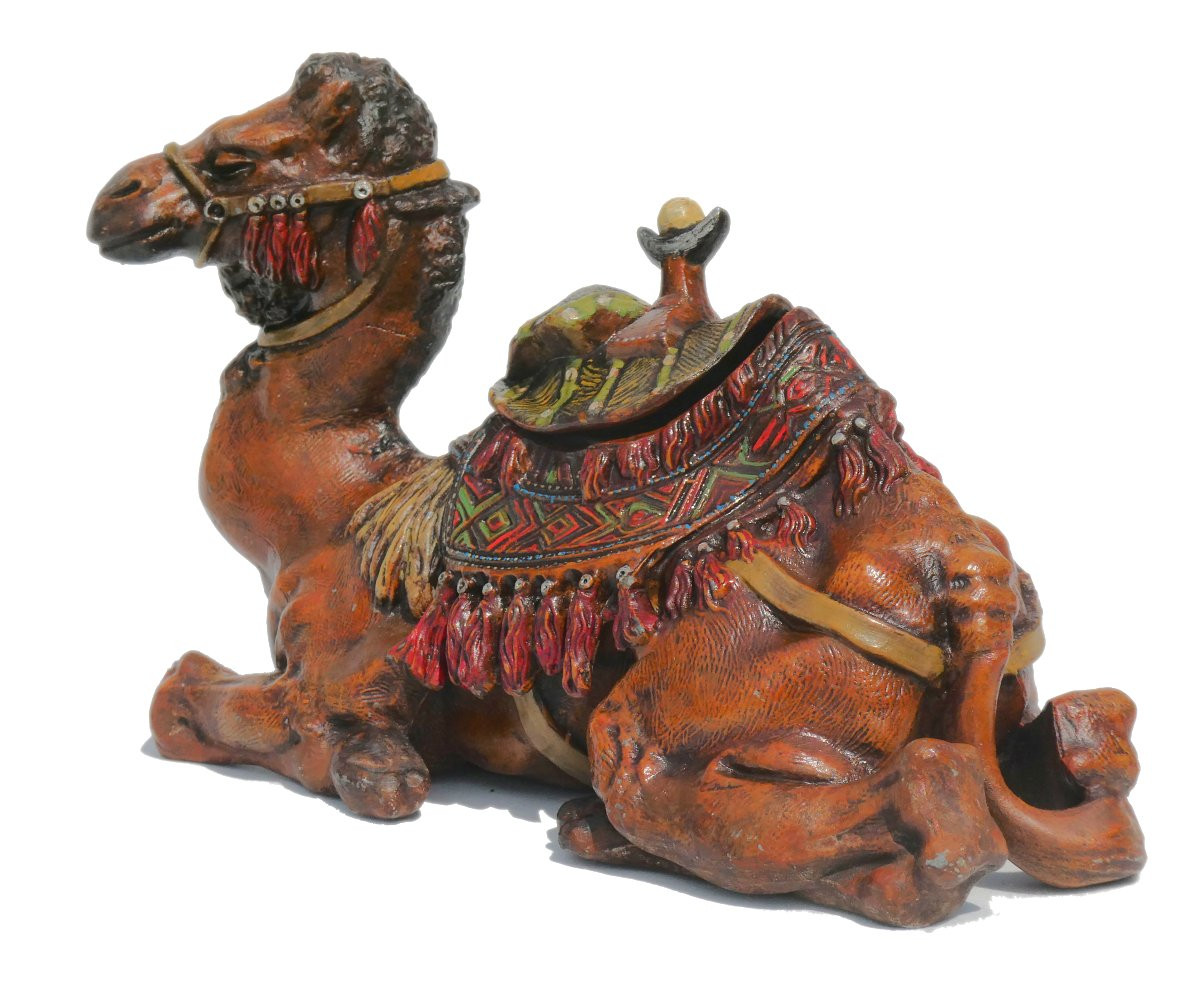 Large Oriental Inkwell Dromedary Lead From Nuremberg / Bronze From Vienna 19th Napoleon III-photo-1