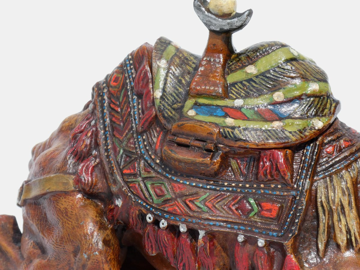 Large Oriental Inkwell Dromedary Lead From Nuremberg / Bronze From Vienna 19th Napoleon III-photo-4