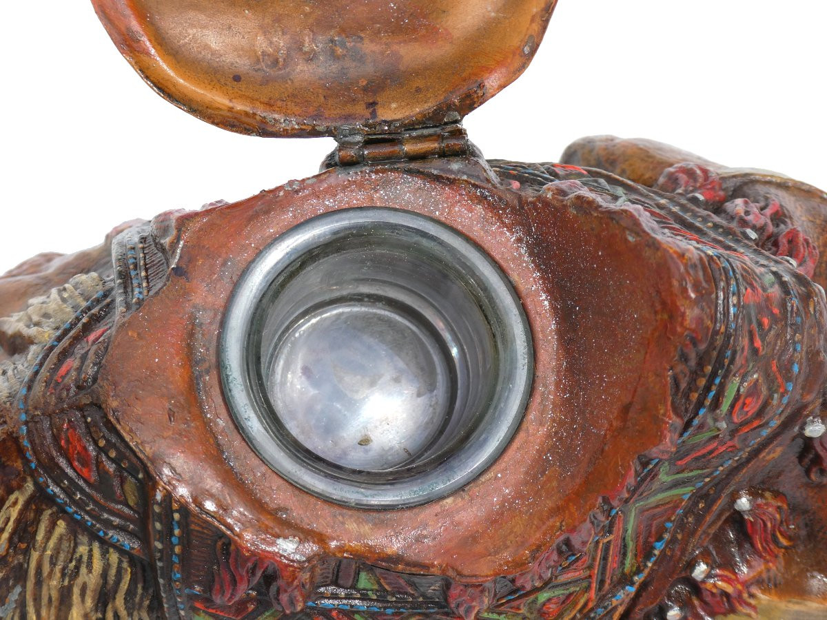 Large Oriental Inkwell Dromedary Lead From Nuremberg / Bronze From Vienna 19th Napoleon III-photo-7